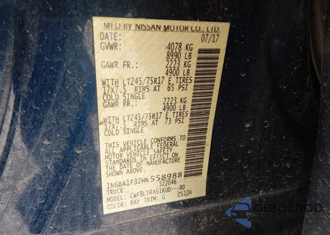 2017 Nissan Titan Xd Sv Diesel из США, поврежденный, VIN 1N6BA1F32HN558988